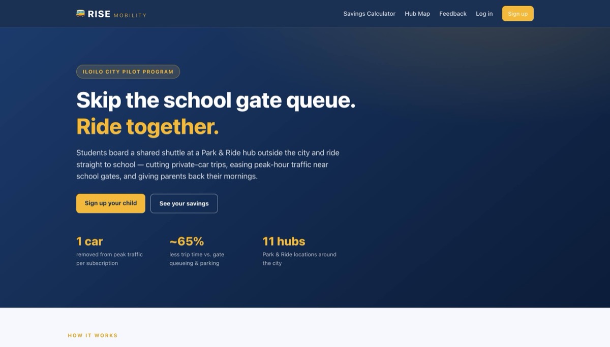 RISE Mobility school shuttle website